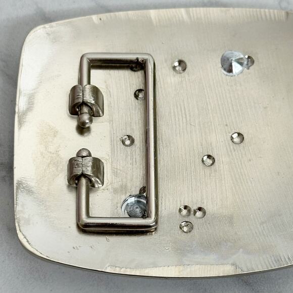 Rhinestone Studded X Letter Initial Monogram Silver Tone Belt Buckle - Picture 7 of 8